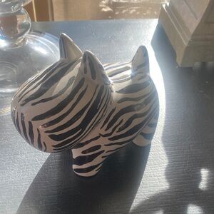 Ceramic Zebra Stripe Decorative Scottish Terrier Bank - White and Black